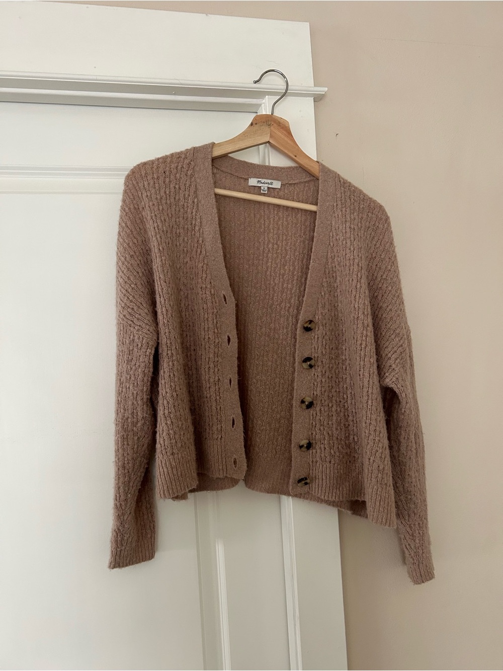 Madewell Dusty Taupe Button-Up Knit Cardigan